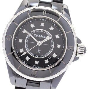CHANEL J12 Black ceramic 33mm 12P diamond Quartz Ladies Watch